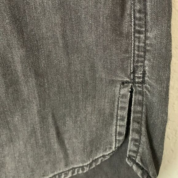 MADEWELL Charcoal Black Faded Look Long Sleeve Button Up Women’s Shirt Size S - Picture 6 of 8